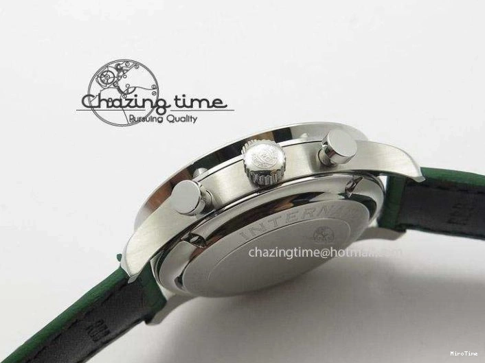 MIROTIME 1228 Versatile Portuguese 40mm Chrono SS Green Dial On Green Leather Strap A 7380